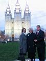 Bev, Tessie, and Jonathan at the Salt Lake Temple at Conference 2009